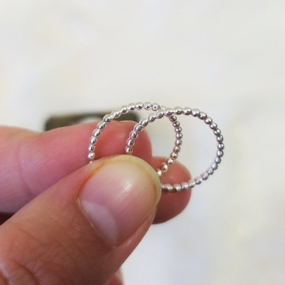 {nwt} Sterling Silver Beaded Midi Rings - set of 2 - Picture 2 of 6